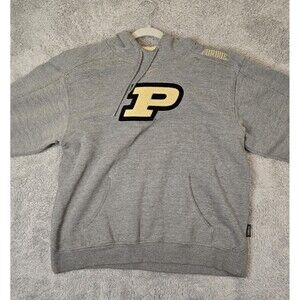 Vintage Nike Swoosh Purdue Hoodie Gray Embroidered Drawstring Y2K Mens L *READ